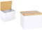Item Salero Cocina Tapa Bambu Metal Blanco 14x11x11 cm
