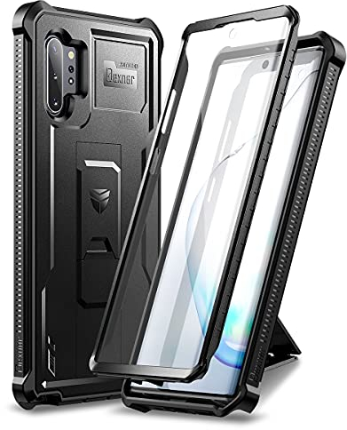 Dexnor Cover per Samsung Galaxy Note 10+ Plus, Custodia con protezione per lo schermo integrata di grado Custodia protettiva resistente agli urti 360 completa con supporto - Nero