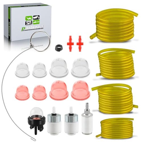 partszen AC04122 4 Feet Fuel Line Kit Primer Bulb Fuel Filter kit for Zama Craftman Ryobi Homelite Husqvarna Poulan Carburetor Chainsaw Trimmer Blower Weed Eater 2 Cycle Small Engine