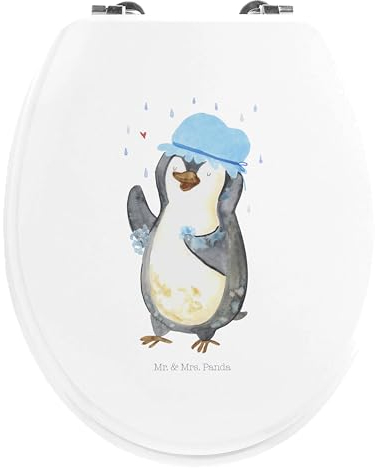 Mr. & Mrs. Panda Motiv WC Sitz Pinguin Duschen - Geschenk, Lebensmotto, Toilettendeckel, Neuanfang, glücklich sein, Motivation, Klodeckel,