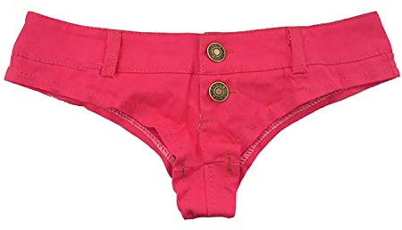 Faringoto Mini short sexy en jean extensible taille basse pour femme, 615-rose rouge, M
