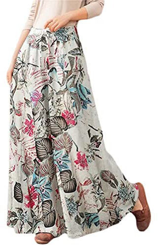 Onsoyours Été Coton Lin Harem Pantalon Léger Élastique Pantalon Décontractée Floral Imprimerélastiquée Taille Pantalon Pants avec Poches Ample Pantalon Large Femme De Enceinte Pantalon Rouge XL