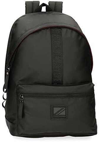 Pepe Jeans Hoxton Mochila para Portátil Doble Compartimento 15,6 Negro 31x44x15 cms Poliéster y PU