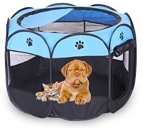 Ailgely Tragbarer Laufstall für Tiere, faltbar, für Haustiere, Laufstall, Hunde, wasserdicht, atmungsaktiv, abnehmbar, für Hunde, Katzen, Kaninchen, 91 x 91 x 58 cm
