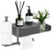 Porte Papier Toilette, Support Papier Toilette Mural sans Perçage avec Étagères et Boîte à Lingettes Humides, Porte Rouleau Papier Toilette avec 2 Porte Rouleau pour Salle de Bain et Cuisine, Gris