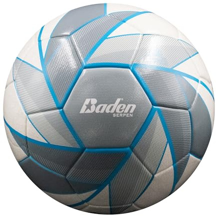 Baden Serpen Futsal Low Bounce Practice Ball | Size 4 | Durable, High-Control Design for Enhanced Skill Development | Grey/White/Blue