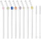 8 Pcs Glass Straws Reusable with Flowers, Cute Colorful Flower Glass Straw Clear with 2 Straw Cleaner Brush, Dishwasher Safe Reusable Straw for Milkshakes Juices Cocktail Smoothie Teas