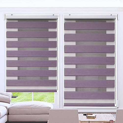 Jalousie Jalousette Vertikaljalousie 120 x 300 cm Sichtschutz,Einfache Montage Day + Night Plissee Falt-Rollo mit Verstellbarer Kette für Tür und Fenster, Lila