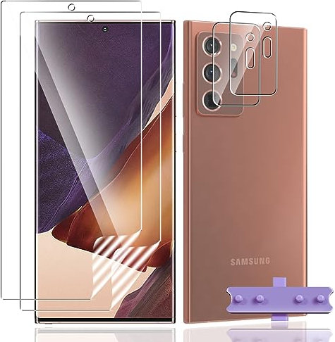 Jewloofa Protector de Pantalla Para Samsung Galaxy Note 20 Ultra, 2 Piezas TPU Protector Pantalla y 2 Piezas Cristal Templado Protector cámara, Anti-Arañazos, Protector Para Galaxy Note 20 Ultra