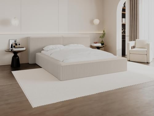 Vente-unique Pascal MORABITO-Bett mit Bettkasten + Matratze - 160 x 200 cm - Cord - Beige - TIMANO von Pascal Morabito