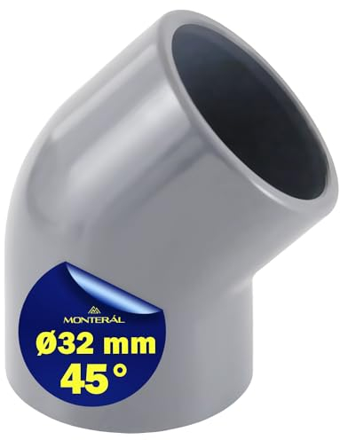 Rohrverbinder PVC U mit 45 Grad Winkel Ø 32 mm die Klebemuffe Wird zur Verbindung Zweier Rohre Verwendet - Garantie 10 Jahre - MONTERAL