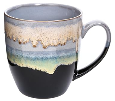 hengshukeji Taza de café de cerámica única de 500 ml, taza de té grande hecha a mano con esmalte cambiante de horno para oficina y hogar, tazas de café para té, chocolate caliente y más (gris)
