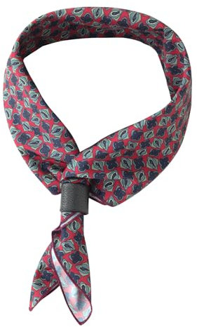 Herren quadratische Halstuch mit Leder Loop Multifunktionstuch Kopftuch Nickituch Bandanas Trachtentuch Bandanas Vintage Retro 60x60 cm - Druckmuster Geometrisch Rot