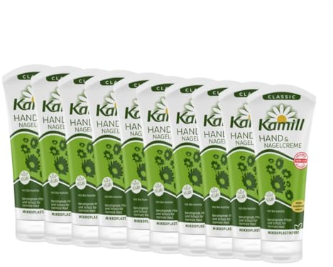 10er Pack Kamill Hand- & Nagelcreme CLASSIC (10 x 100ml) - beruhigt & schützt mit Bio-Kamille aus kontrolliert biologischem Anbau, mit veganen Inhaltsstoffen & ohne Mikroplastik
