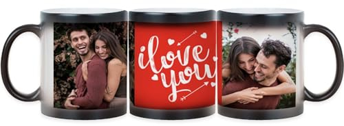 Wanapix | Tazas San Valentín Personalizada con Foto | Taza Mágica Enamorados | Regalo Original Día de los Enamorados | 325ml | Love Collage