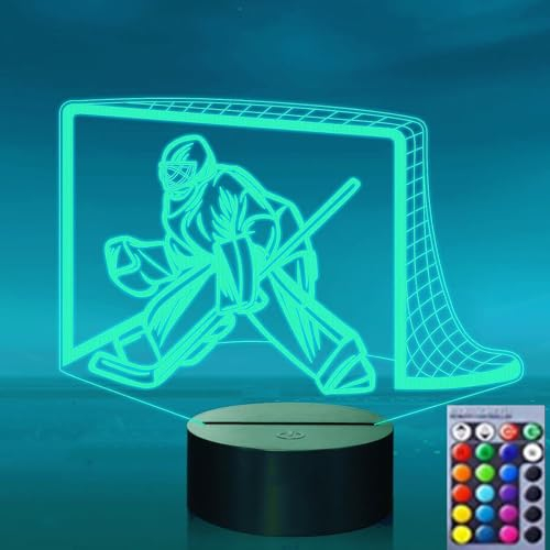 Jinson well 3D Eishockey Spieler Nachtlicht led licht Lampe optische Nacht licht Illusion 16 Farbwechsel Tisch Schreibtisch Dekoration Lampen mit Acryl Flat ABS Base USB Spielzeug