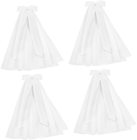 AOKWAWALIY 4 Stück Schleifenschleier Brautschleier Hochzeit Brautaccessoires Hochzeitsschleier Weiße Schleier Für Bräute Brauthaar Accessoires Brautschleier Für Hochzeit Dekorativer