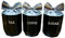 Biznest Set Of 3 Jars Silver Bow Lid Kitchen Canister Jar For Tea Coffee Sugar Storage Pots Marble Effect Home Decor Dining Table Eye-Catching Glamorous Design (Black)
