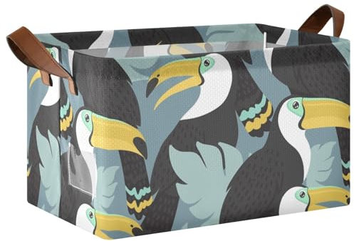 YOUJUNER Aufbewahrungsbox Tropisches Vogel-Tukan-Muster Organizer Storage Box Kinder Boxen Aufbewahrung Faltbar Aufbewahrungskorb mit Griffen