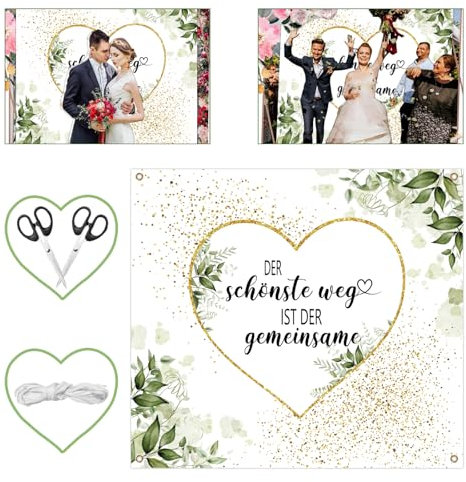Herz Bettlaken Hochzeit 200x180CM, Herz zum Ausschneiden Hochzeit Geschenke, Herz Ausschneiden Hochzeit Standesamt Deko mit 2 Scheren+ Seil, Hochzeitslaken zum Ausschneiden für Frischvermählte