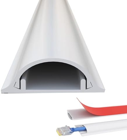 Cable Trunking,PVC Half Round Self-Adhesive Cable Cover,Corner Cable Hider,Corner Cable Management Kit,Cable Cover Raceway for Floor Baseboard(44x14mm)