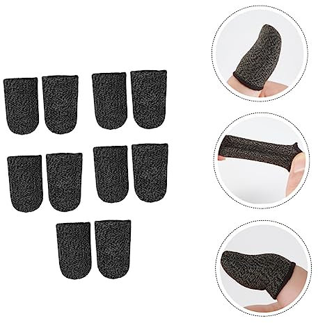 ULDIGI 10 Stück Verschleißfeste Fingerabdeckungen Aus Dünnem Kupferfaser Gewebe Elastisch Atmungsaktiv Für Handyspiel Und Gamecontroller Fingerhüllen Schwarz Einheitsgröße Für Schwitzige Finger