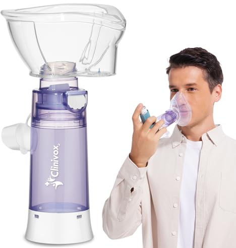 Inhaler Spacer for Adults, Nessi OTC Spacer, Spacer for Inhaler with Silicone Mask, Anti-Static Chamber & Exhalation Valve, Easy to Use & Clean