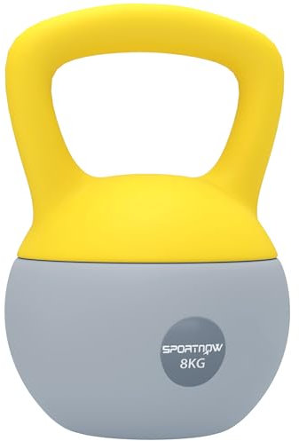 SPORTNOW Soft Kettlebell, 8kg Kettle Bell with Non-Slip Handle for Home Gym Weight Lifting and Strength Training, Yellow and Grey