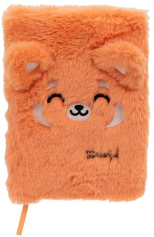 Mr. Wonderful - Notizbuch A5 Plüsch - Wondo roter Panda - Notizbuch A5 mit genähter Bindung - mit 160 weißen Seiten