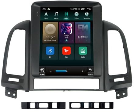 Autoradio für Santa Fe 2006-2012 Android 15 Stereo mit 9,7-Zoll-Touchscreen-Unterstützung 5G WIFI Wireless CarPlay Android Auto GPS Navigation Bluetooth USB DSP SWC Rückfahrkamera FM Radio,TS 9863