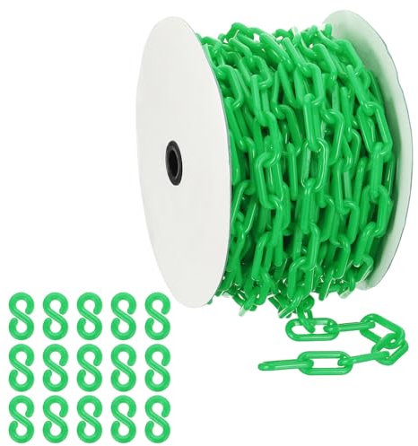 PATIKIL Grüne Kunststoffkette, 72 ft 8mm Absperrkette Sicherheitsbarriere Große Gliederkette Lang für Warnsicherheit Parkplatz, Personenkontrolle Zaun Tor Baustelle Absperrung Von Flächen