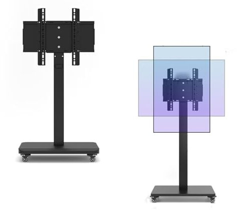 Mobile TV Stand with Castors, Heavy Duty TV Cart Stand, Movable TV bracket floor rack, for 32-65 Inch LED Flat Screen, Up to 100kg, Horizontal and Vertical Screen Fixed