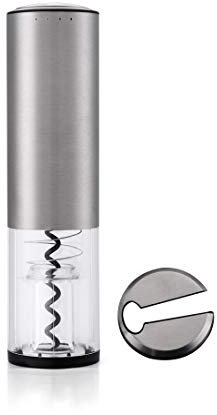 QTANZIQI Apri del Vino Elettrico, apribottiglie di Vino, Kit di Apertura del Vino a cordone di cavatappi con taglierina per Foglio per casa, Ristorante, Festa e Come Regalo, Argento