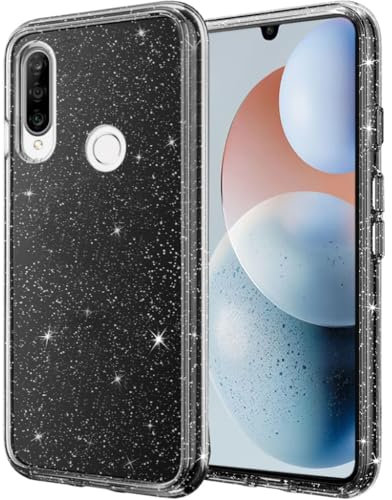 Anfire Handyhülle für Huawei P30 Lite Hülle Glitzer,Bling Glitter TPU Silikon Slim Case für Mädchen,Kameraschutz Stoßfest Transparent Schutzhülle für Huawei P30 Lite Case,Durchsichtig