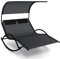 COSTWAY Tumbona Doble Jardin Exterior con Toldo, Tumbona Mecedora con 2 Reposacabezas Desmontables, Chaise Lounge Doble Textilene Jardín Patio, Marco de Metal Resistente (Negro)