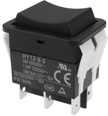 Create idea Interruptor Basculante de 6 Pines HY12-9-3 Pulsador 125/250 V 20 A/2 HP para Herramientas El¨¦ctricas Industriales Y Equipos El¨¦ctricos