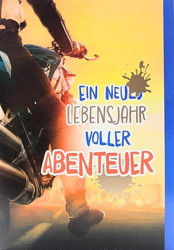 Geburtstagskarte Mann Frau mit Motorrad – Klappkarte mit Konfetti Zieh-Effekt – Glückwunschkarte Abenteuer für Männer, Frauen Teenager, Motorradfahrer – mit Umschlag – Avan Konfetti