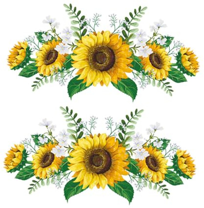 HAMPPLIES Sonnenblumen Heimdekorationsaufkleber 2 Stück Selbstklebende Wandtattoos aus Pvc Kreative Grüne Dekoration für Wohnzimmer und Küche für Wand und Schrank