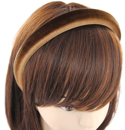 axy Gepolstert Haarreif aus Samt Wunderschön Damen Stirnband Haarschmuck Haarreifen HRK10 (Braun)