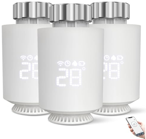 Smartes Heizkörperthermostat,Kompatibel mit Alexa/Home Assistant/ZigBee,Programmierbarer Heizungsthermostat,Sprachsteuerung,Smart Home Heizungsregler f. Alle Ventile (3PCS)