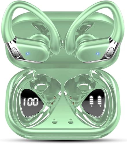 Ltinist Bluetooth Earbuds, 2026 Bluetooth 5.4 Headphones Sports 50H Stereo | Wireless Earphones with Mic CVC 8.0 Noise Reduction, 1.5H Fast Charge, IPX7 Waterproof Wireless Headphones for Running, Green