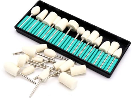 Testa di Rettifica per Unghie in Lana Beige, 12 Pezzi | Finitura Abrasiva e Lucidante, Forma Tonda e Quadrata, Set da 1 Confezione per Manicure