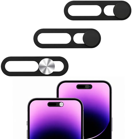 Webcam Abdeckung Slider Set kompatibel mit iPhone 17-Serie Frontkamera Ultra-Dünner Sichtschutz Schieber für Handykamera Abdeckung Handy Displayschutz Zubehör (2 Stück Schwarz & 1 Stück Silber)