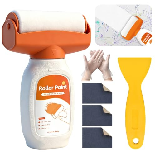 JudyHub-EU SOS Wandfarbe Roller Weiß 500g – Set mit Handschuhen, Schleifpapier & Schaber