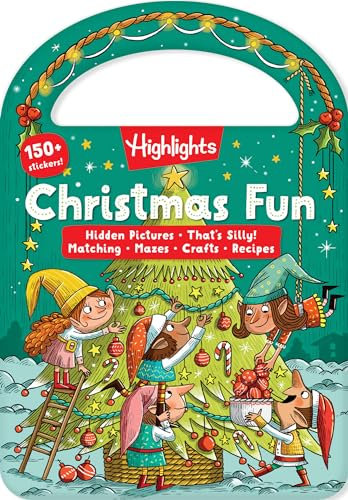 Christmas Fun: Christmas Book for Kids with Over 150 Stickers, Christmas Puzzles, Crafts and Recipes, Perfect Christmas Themed Gift for Kids 3-6 (Carry and Play Activity Books)