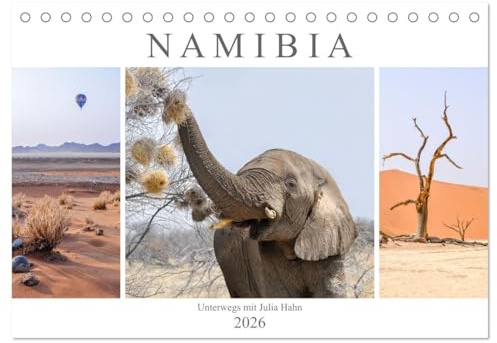 Namibia - unterwegs mit Julia Hahn (Tischkalender 2026 DIN A5 quer), CALVENDO Monatskalender: Namibia ist ein Land voller Kontraste, in dem es ... Wildtiere zu entdecken gibt. (CALVENDO Natur)