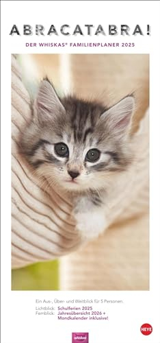 Whiskas Familienplaner 2025: Praktischer Kalender für Familien mit Katzenfotos zum Dahinschmelzen. Terminkalender für die Wand mit 5 Spalten und viel ... Familienkalender (Familienplaner Heye)