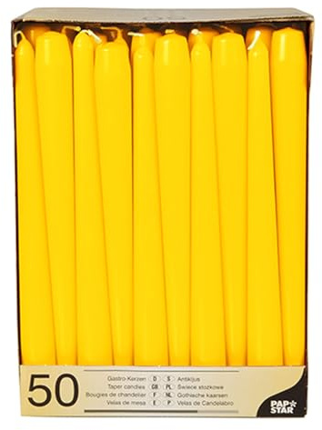 PAPSTAR 1 Karton = 2x50 Leuchterkerzen Ø 2,2 cm · 25 cm gelb 17970