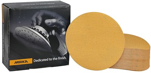 Mirka Gold Universal-Schleifpapier Ø 150mm / selbstklebend/Korn P100, 100 Stk/Zum Schleifen von Gips, Spachtel, Spanplatten, Holz, Lack