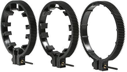 Movo FR3 Adjustable Follow Focus Ring Set of 3 with 65mm, 75mm and 85mm Lens Gear Rings (Standard 32 Pitch - 0.8 mod)